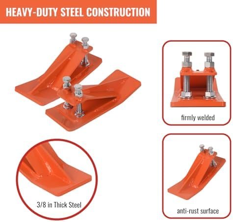 Doppy 2Pcs Tractor Bucket Edge Protector, 3/8'' Thick Snow Skid Tamer, Double Hex Lock Nuts & Bolts Included for Snow Removal, Leaves, Gravel Spreading, Orange