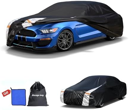 Car Cover Waterproof All Weather, Full Exterior Coupe/Sedan Cover Universal Fit Ford Mustang, Chevy Camaro/Corvette C3/C8, Kia Optima, Audi A4/A5, BMW 5 Series etc, See Chart (Length 186"-193").