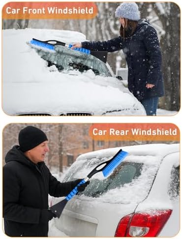 EcoNour 27" Snow Brush with Ice Scrapers for Car Windshield (4 Pack)