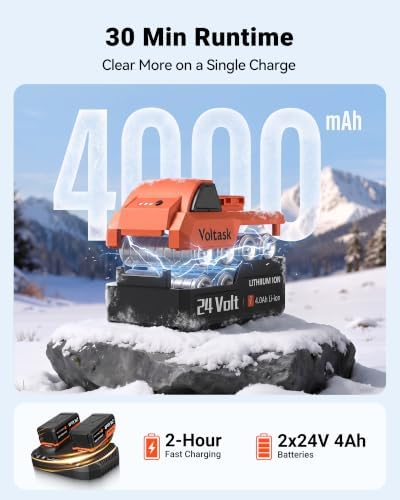 VOLTASK 48V 16-Inch Electric Snow Shovel with Wheels, 1200W Brushless Motor