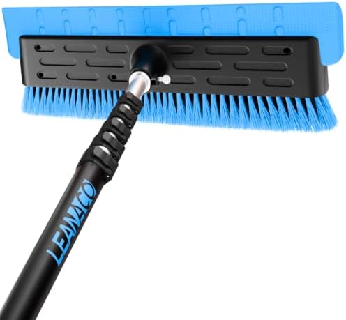 Year-Round Roof Rakes for Snow, Leaves & Moss – 16” No-Scratch Foam Blade & Roof Brush, 4.7-21ft Telescoping Snow Rake for Roof, Solar Panels, RVs & Cars, C-Shaped Push/Pull -Patent Pending