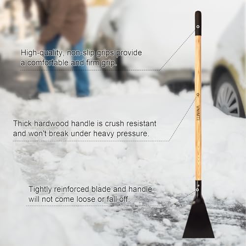 VNIMTI Ice Chopper for Driveway, Heavy Duty Ice Chopper Tool for Ice Removal with Wooden Handle, 56 Inches