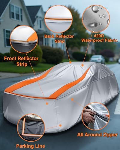 Sliver Full Enclosed Small Car Covers Universal Fit Miata,Mini Cooper,Z1/Z3,SLK-Class,Polo/Rabbit 1975-1984,Fiesta,Solstice,Yaris/MR2,Honda S2000,Saturn Sky,Chrysler Crossfire,Fiat 124 Spider