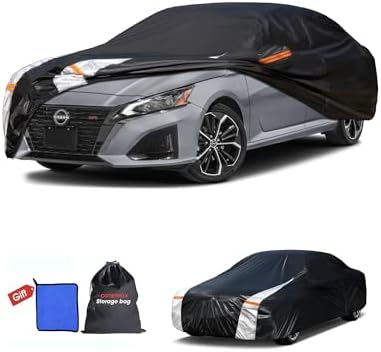 Nissan Altima Car Cover 100% Waterproof All Weather, Gift with Towel, 10 Layers Car Cover Custom Fit 2002-2026 Nissan Altima with Zipper Door, Full Exterior Cover Rain Sun UV Protection.