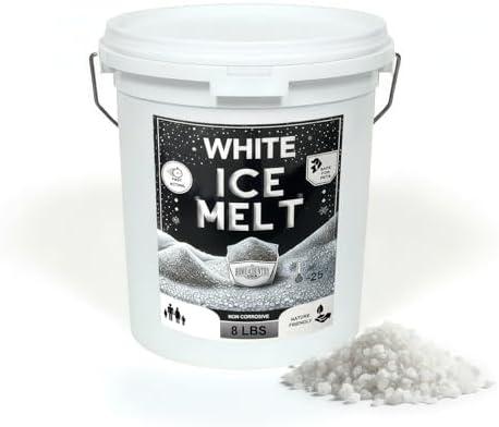 Peach Country White Ice Melt Pet Friendlier Eco-Friendly De-Icer, Fast-Acting Granules for Driveways, Walkways & Entryways, 8 lb Pail