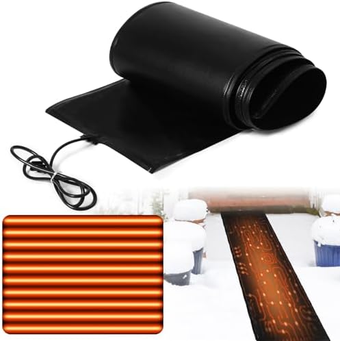 Baquler 1 Piece 13In x 12Ft Heated Snow Melting Mat for Roof, Driveways, and Walkways – Waterproof, Anti-Slip, Energy Efficient, Outdoor Electric Snow Removal Mat