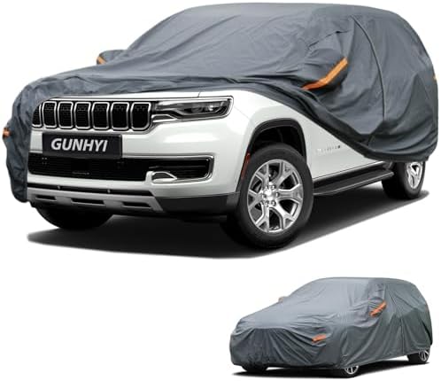 GUNHYI Premium Car Cover Custom Fit Jeep Wagoneer, 16 Layers Heavy Duty Car Cover Waterproof All Weather with Zipper Door for Sun Rain Snow Dust Uv Protection