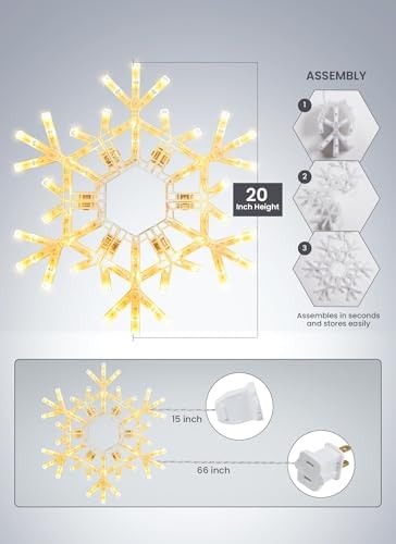 Brightown Christmas Lights Outdoor, 72 LED 20" Folding Big Snowflake Lights