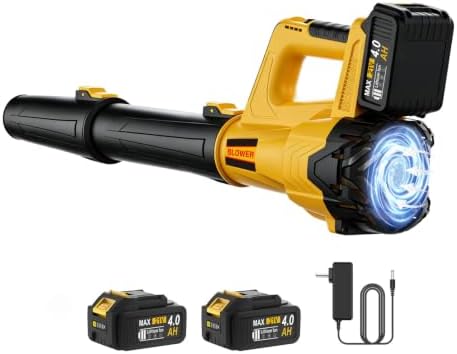 Leaf Blower Cordless - 680CFM Electric Leaf Blower with 2 * 4.0Ah Batteries and Charger, 2 Speed 21V Powerful Blowers for Garden Lawn Care Patio Blowing Leaves Dust Snow Gift for Men