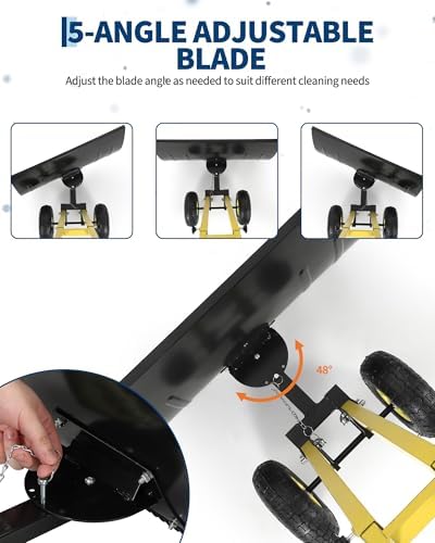 TrailBlaze Heavy Duty Rolling Snow Shovel with Wheels – 29x20 Extra Wide Metal Blade – Adjustable Angle & Height Ergonomic Handle – Anti-Slip Pneumatic Tires – Ideal for Driveways, Sidewalks,