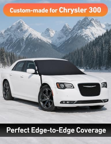 EcoNour Car Snow Cover Compatible for Chrysler 300 | Windshield Cover for Ice and Snow with S-Hook Straps | Heavy-Duty 600D Oxford Winter Car Cover, Waterproof & Anti-Slip