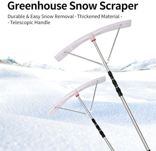 Telescopic Roof Snow Rake, Curved Plastic Scraper Head with Stainless Steel