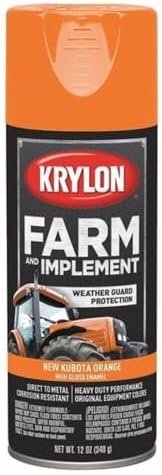 Krylon K01954008 Farm & Implement Spray Paint, High Gloss, New Kubota Orange, 12 oz(340 grams)