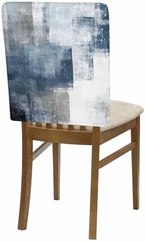 Abstract Oil Painting Chair Back Covers Set of 4 Navy Blue Gray Graffiti Vintage Mottled Classic Washable Removable Chair Cover Slipcover Protector for Dining Room Hotel Party Holiday Decor