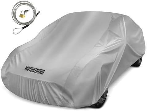 Motor Trend FlexCover Car Cover, Waterproof All-Weather SUV Truck Car Covers for Snow Ice Rain Sun UV Dust Hail Protection, Indoor/Outdoor Full Exterior Cover, Sedan Car Cover (Fits Up to 210" Length)
