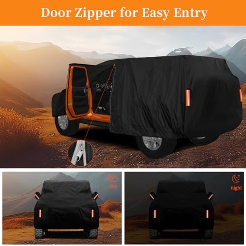 Waterproof Car Cover for Jeep Wrangler 4 Door 2006-2026 JK JL Windproof