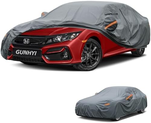 GUNHYI Premium Car Cover Custom Fit Honda Civic Hatchback(2016-2026), 16 Layers Heavy Duty Car Cover Waterproof All Weather with Zipper Door for Sun Rain Snow Dust Uv Protection