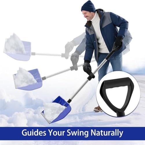 Heavy Duty Snow Shovel with D-Grip Handle Aluminum Strip Ergonomic Design for Driveway Car Garage and Home Garden Outdoor Use (Black)