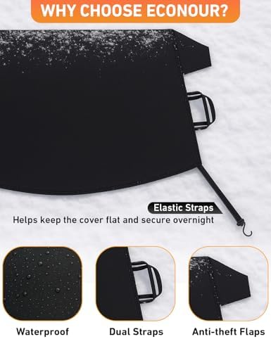 EcoNour Car Snow Cover Compatible for Audi A3 A4 A5 A6 | Windshield Cover for Ice and Snow with S-Hook Straps | Heavy-Duty 600D Oxford Winter Car Cover, Waterproof & Anti-Slip