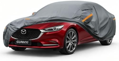 GUNHYI Premium Car Cover Custom Fit Mazda 6 Sedan, 16 Layers Heavy Duty Car Cover Waterproof All Weather with Zipper Door for Sun Rain Snow Dust Uv Protection