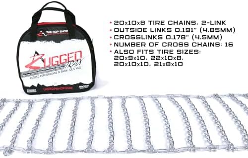 The ROP Shop Pair of 2 Link Tire Chains & Tensioners 20x10x8