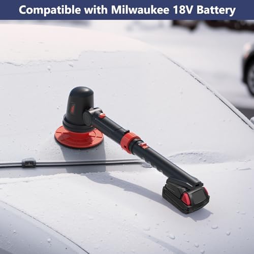 Electric Ice Scraper for Milwaukee 18V Battery, 1300RPM High-Speed Windshield Scraper for Ice and Snow, 45° Head Adjust, Extension Rod, Ice Scraper for Car Window(Battery Not Included) (Red)