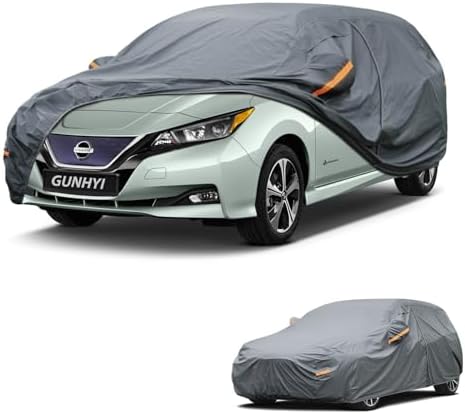 GUNHYI Premium Car Cover Custom Fit Nissan Leaf, 16 Layers Heavy Duty Car Cover Waterproof All Weather with Zipper Door for Sun Rain Snow Dust Uv Protection