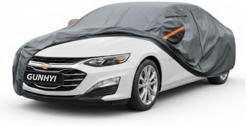 GUNHYI Premium Car Cover Custom Fit Chevrolet Chevy Malibu (1997-2026), 16 Layers Heavy Duty Car Cover Waterproof All Weather with Zipper Door for Sun Rain Snow Dust Uv Protection
