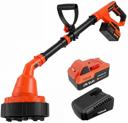 VOLTASK 24V Electric Ice Scraper, 1500RPM High-Speed Windshield Scraper for Ice and Snow, Adjustable Handle, Extension Rod, Dual Cutter Head Ice Scraper for Steps/Sidewalk/Driveway