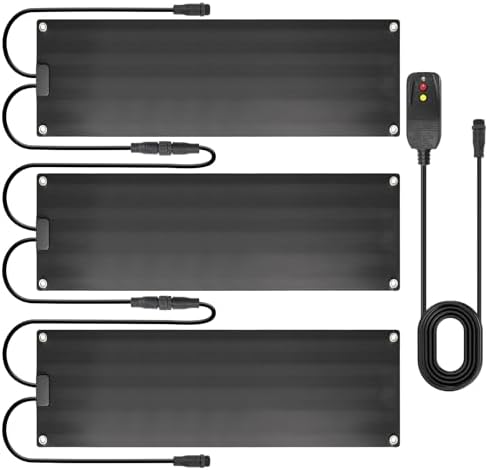 Graphene Snow Melting Mats for Stairs,Non-Slip Rubber Heated Walkway Mat,Fast Ice Melt 3 in/h,Safe & Energy Saving with Extended 50cm Cord,10"x30" with 1 Plug 3pcs