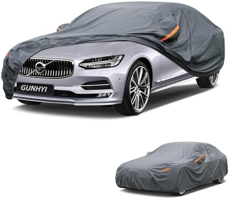 GUNHYI Premium Car Cover Custom Fit Volvo S90, 16 Layers Heavy Duty Car Cover Waterproof All Weather with Zipper Door for Sun Rain Snow Dust Uv Protection