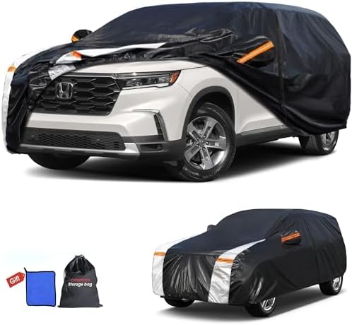 Honda Pilot Car Cover 100% Waterproof All Weather, Gift with Towel, 10 Layers SUV Car Cover Custom Fit 2002-2026 Honda Pilot, Full Exterior Car Covers Rain Sun UV Protection with Door Zipper.