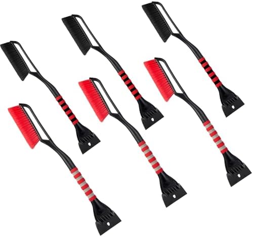 FOVAL [6 Pack 27" Snow Brush with Wider Ice Scraper (4.73" Width), Snow Removal Car Brush with Comfortable Foam Grip for Cars, Trucks, SUVs, Windshield (Heavy Duty ABS, PVC Brush)