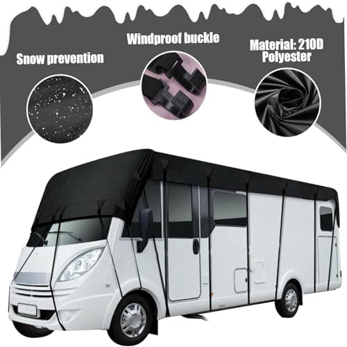 Wider 3.3m/10.83ft Class C Rv Cove 210D Oxford Cloth Camper Covers Wind, Rain and Snow Proof with 2 Windproof Straps Black-42.6 x 10.8 ft