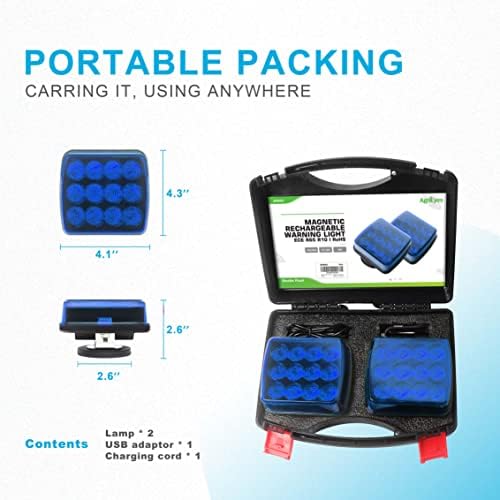 Agrieyes W02 Magnetic Flashing Lights, Wireless Strobe Lights, Blue