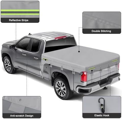 Truck Bed Tarp Cover Replace for Ford F-Series/Silverado/Ram 6.4-6.7ft Bed