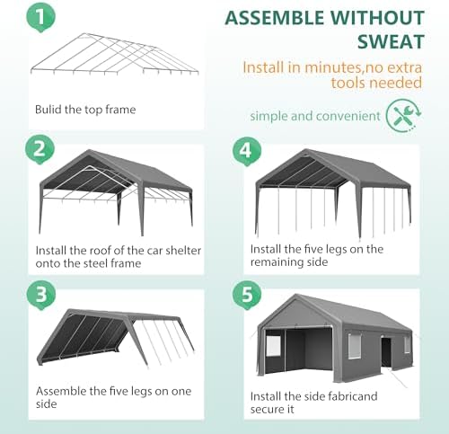 13x26ft Heavy Duty Carport Outdoor Garage Canopy with Weatherproof Shelter
