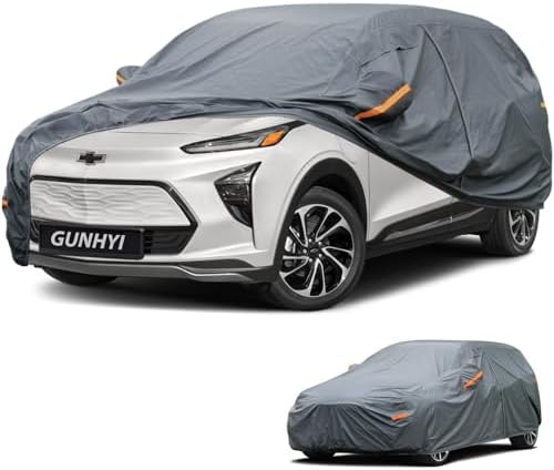 GUNHYI Premium Car Cover Custom Fit Chevrolet Bolt EUV, 16 Layers Heavy Duty Car Cover Waterproof All Weather with Zipper Door for Sun Rain Snow Dust Uv Protection