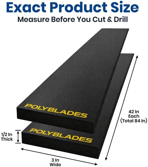 UHMW Snow Plow Cutting Edge, 1/2 in Thick x3 in Wide x84 in Long