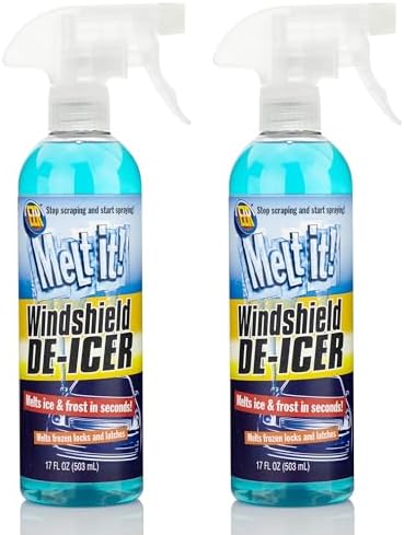 E·Z·R Windshield De-Icer. Melt it! Instantly Melts Ice & Winter Frost For Car Windshields, Windows, Mirrors, Key Locks, & Latches, Snow Melting Defrost Liquid For Car Window Cleaner, 17 Fl Oz, 2-Pack