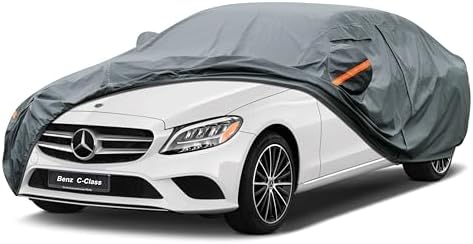 GUNHYI Premium Car Cover Custom Fit Mercedes Benz C Class C250 C300 C350 C400 C450 C63 AMG, 16 Layers Heavy Duty Car Cover Waterproof All Weather with Zipper Door for Sun Rain Snow Dust Uv Protection
