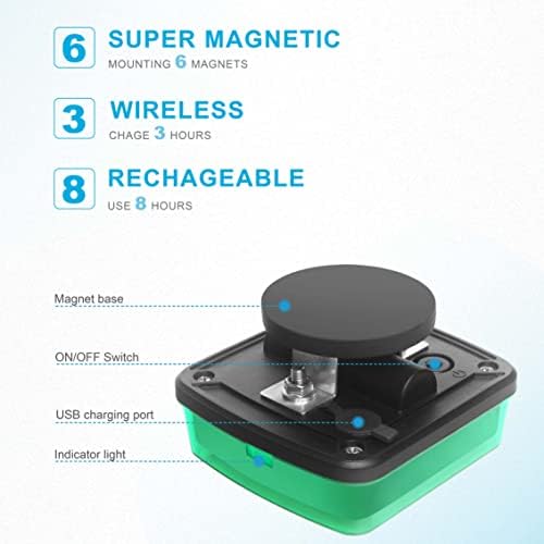 Agrieyes W02 Magnetic Flashing Lights, Wireless Strobe Lights, Green