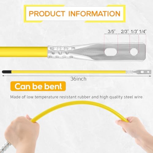 Lasnten 4 Pcs 36 Inch Snow Plow Blade Markers Guide Kit Steel Wire Inside Bolt on Bumper Guides High Visibility Easy Installation for Atv Western Snowplows(Yellow)