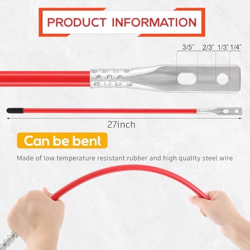 Lasnten 2 Pcs 27 Inch Snow Plow Blade Markers Guide Kit Steel Wire Inside Bolt on Bumper Guides High Visibility Easy Installation for Atv Western Snowplows(Red)