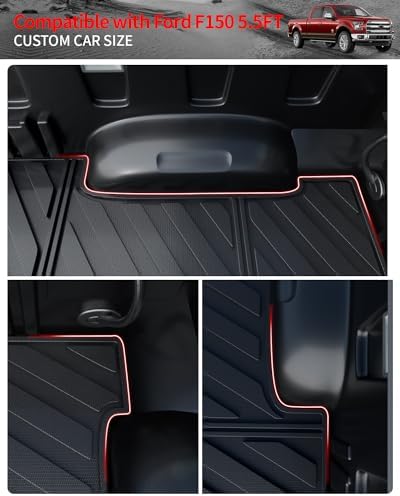 Bed Mat Compatible with 2015-2025 2026 Ford F150 Truck Bed Mat 5.5FT TPE All Weather 5.5 Feet Short Bed Liner 2024 F-150 Accessories (Truck Bed Mat)