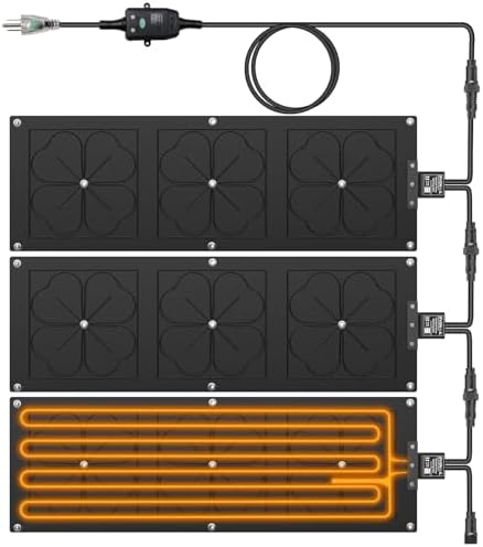 3pcs Heated Snow Melting Mats, [ 10x30in / 7mm Thickening ] No-Slip Rubber Snow Melting Mats Outdoor, Electric Snow and Ice Removal Mats for Winter Walkways, Sidewalks, Stairs, Steps