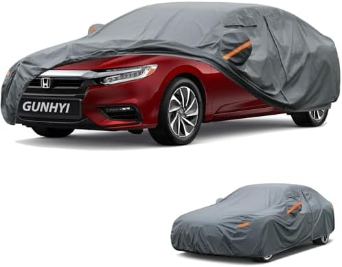 GUNHYI Premium Car Cover Custom Fit Honda Insight Sedan(1999-2006), 16 Layers Heavy Duty Car Cover Waterproof All Weather with Zipper Door for Sun Rain Snow Dust Uv Protection