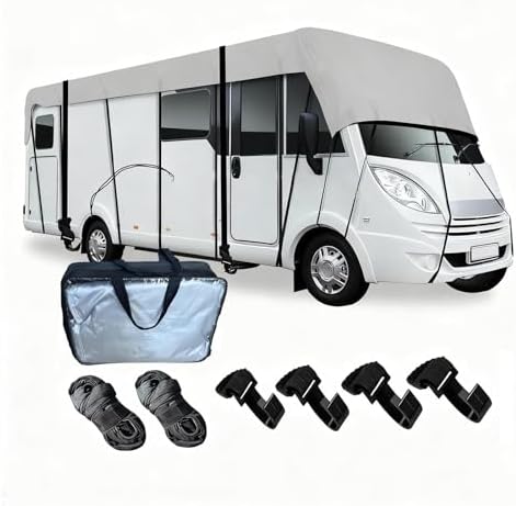 Wider 3.3m/10.83ft Rv Cover 210D Oxford Cloth Rv Covers for Roof Only Wind, Rain and Snow Proof with 2 Extra Straps Grey-42.6 x 10.8 ft