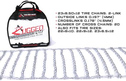 The ROP Shop Pair of 2 Link Tire Chains & Tensioners 22x8x10