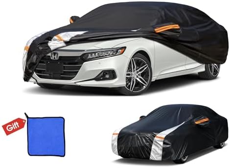 Honda Accord Car Cover 100% Waterproof All Weather, Gift with Towel, 10 Layers Car Cover Custom Fit 2001-2026 Honda Accord, Full Exterior Cover Rain Sun UV Protection with Door Zipper.
